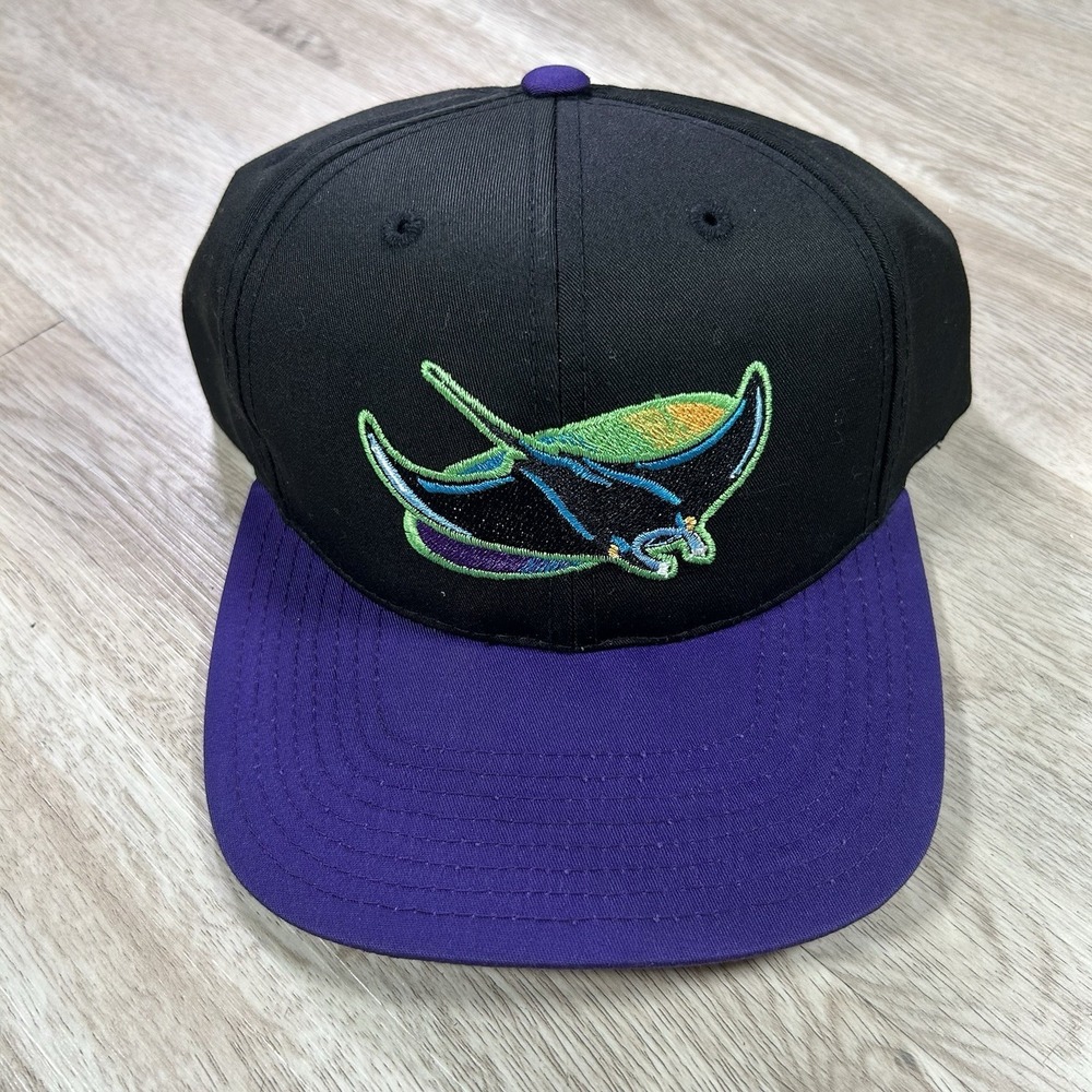 VTG Tampa Devil Rays Snapback Hat Deadstock MLB Baseball Twins Black Purple Cap
